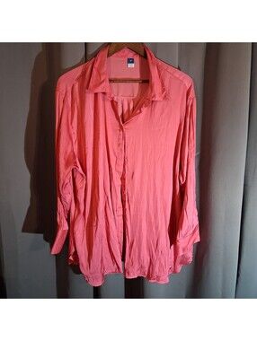 Old Navy Women's 2X Pink Button-Up Shirt